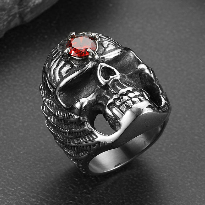 Flash Sale Gothic Skull Ring with Red Gem Forehead for Men/Women