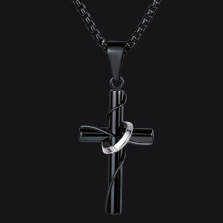 Christian Halo Ring Cross Necklace Pendant For Men