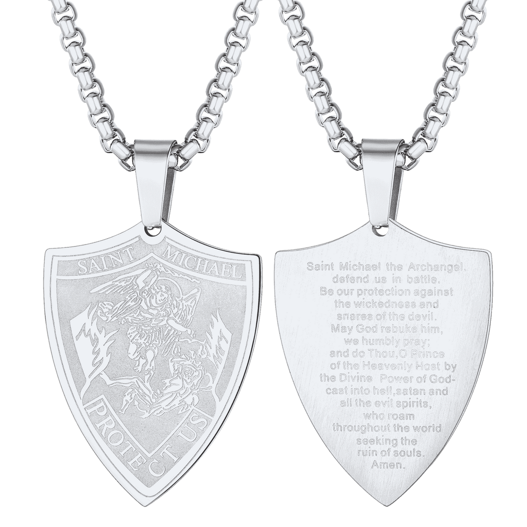 Saint Michael Necklace Shield Archangel Protection Pendant For Men