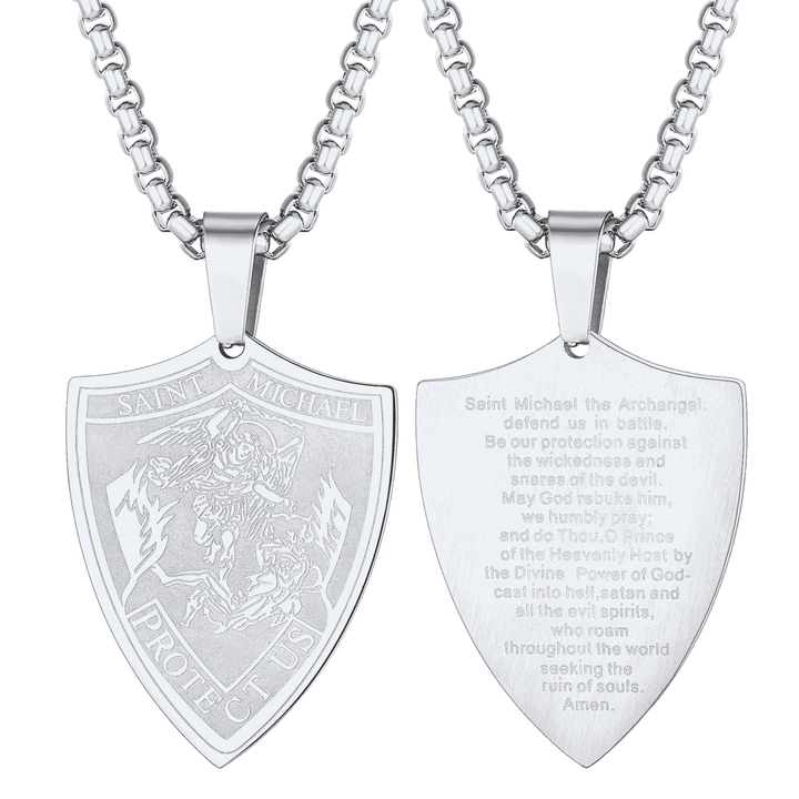 Saint Michael Necklace Shield Archangel Protection Pendant For Men