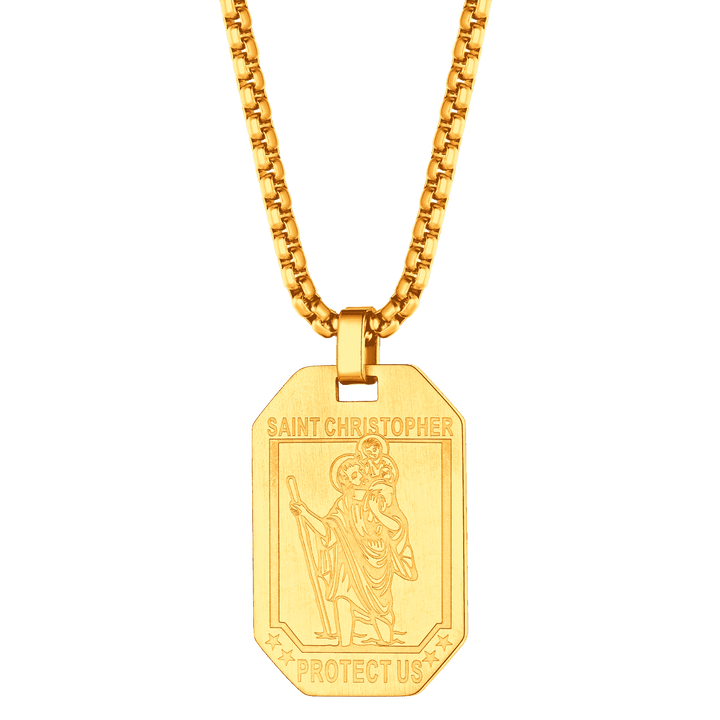 St. Christopher Dog Tag Necklace for Men