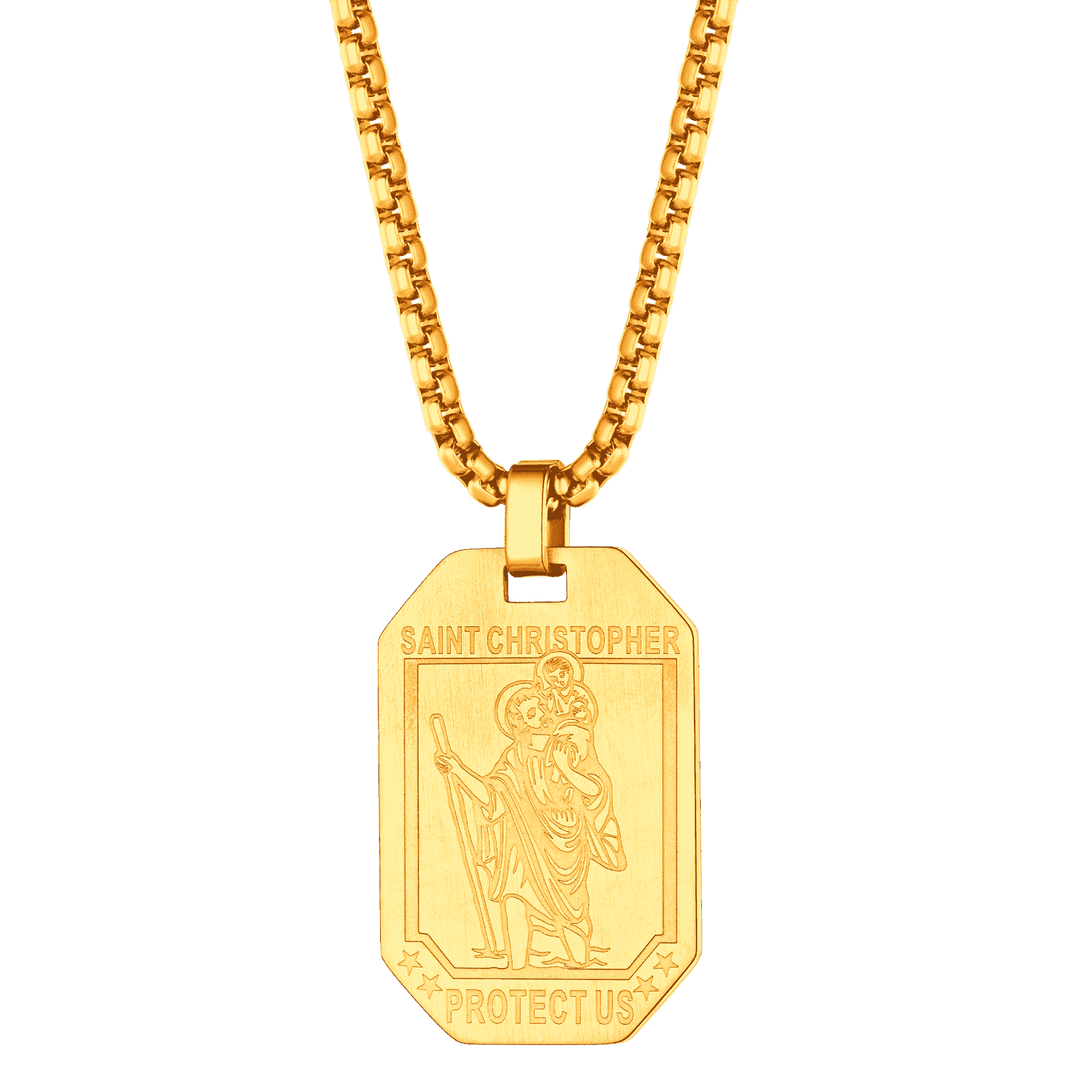 St. Christopher Dog Tag Necklace for Men