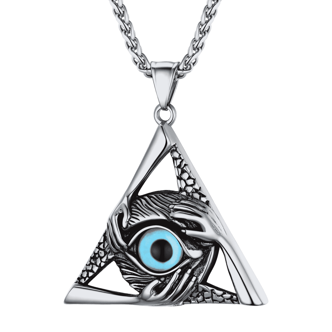 Triangle Third Evil Eye Necklace All-Seeing Pendant