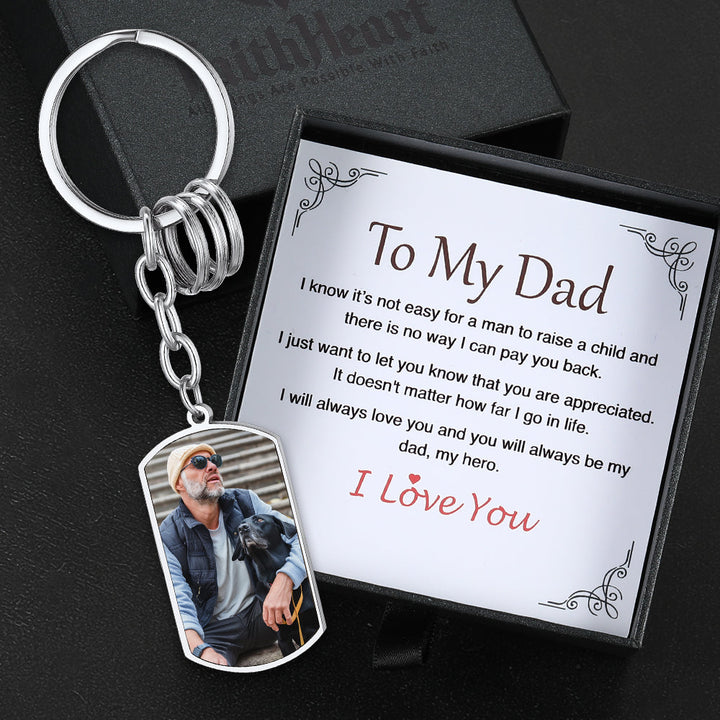 Personalized Photo Dog Tag Keychain With Picture for Men Dad Father Day Gift