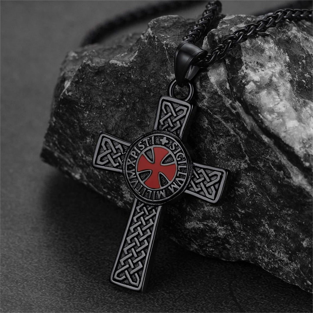 Knights Templar Celtic Cross Pendant Necklace For Men Women