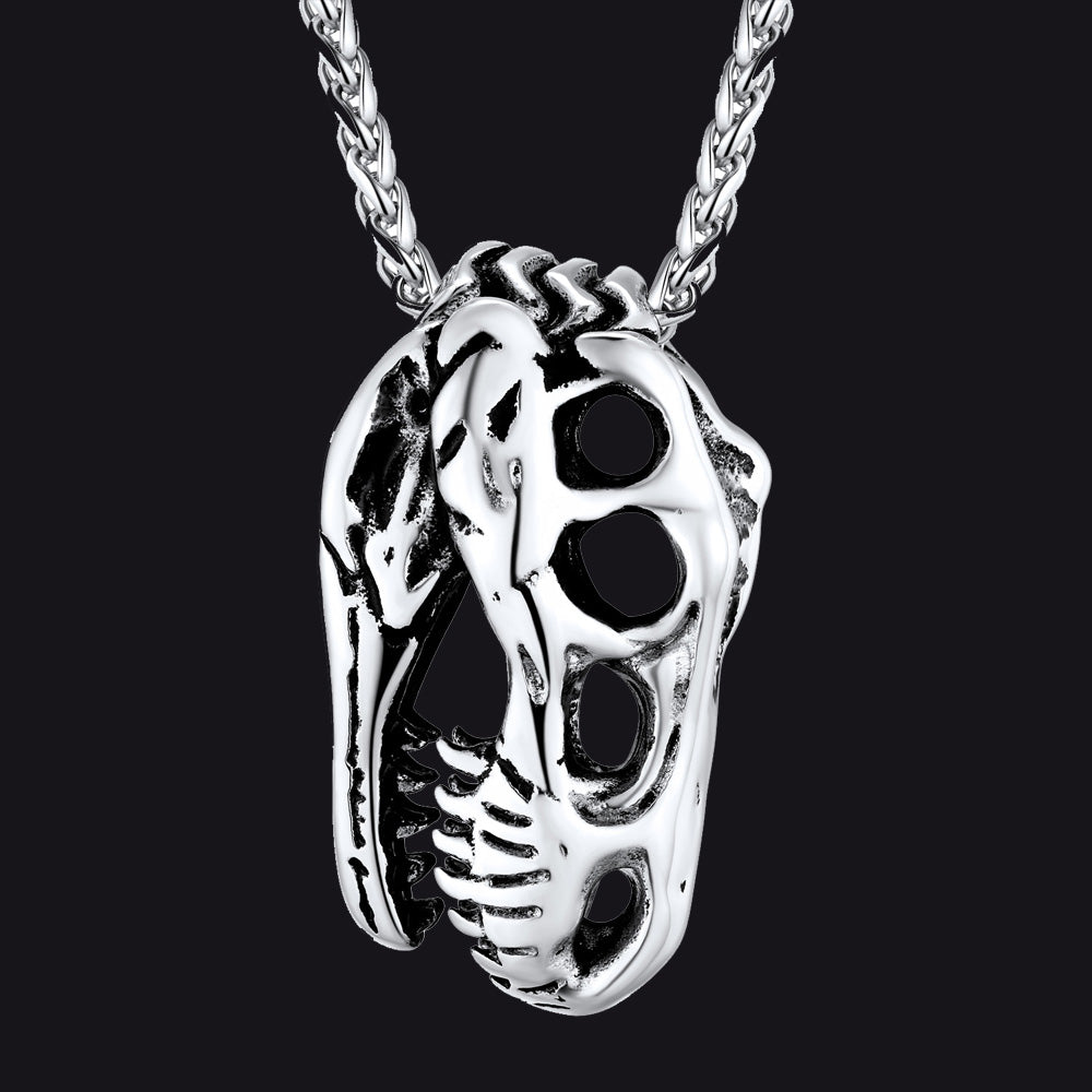 T-Rex Dinosaur Skull Head Necklace Pendant for Men