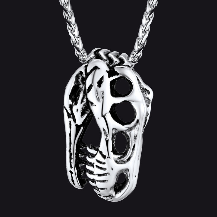 T-Rex Dinosaur Skull Head Necklace Pendant for Men