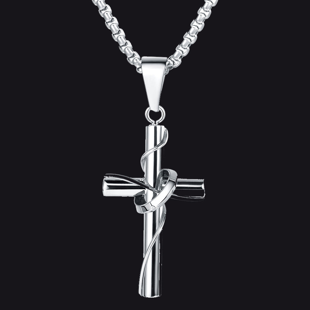 Christian Halo Ring Cross Necklace Pendant For Men