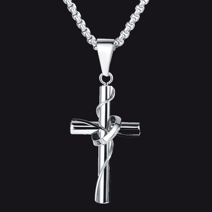 Christian Halo Ring Cross Necklace Pendant For Men