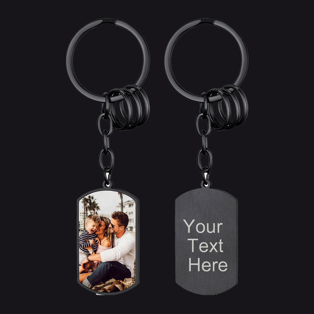 Personalized Photo Dog Tag Keychain With Picture for Men Dad Father Day Gift