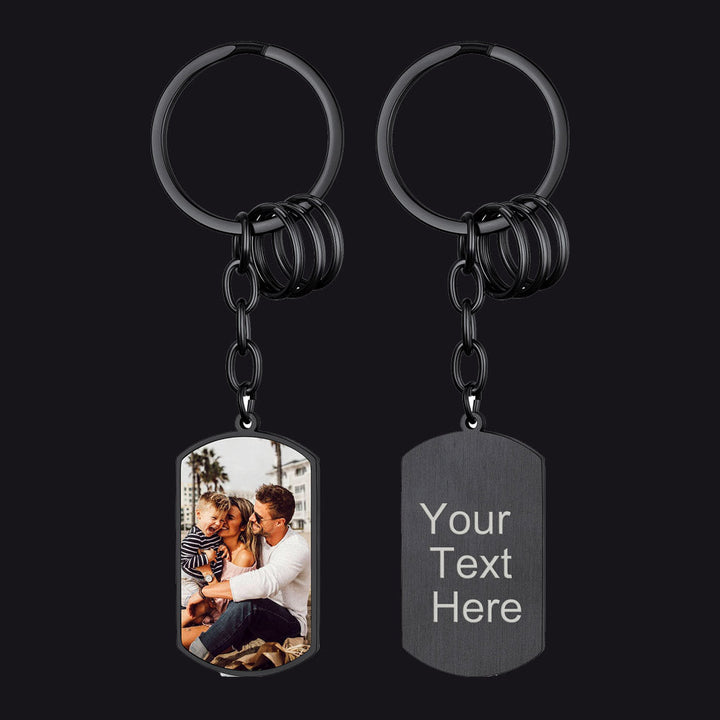 Personalized Photo Dog Tag Keychain With Picture for Men Dad Father Day Gift
