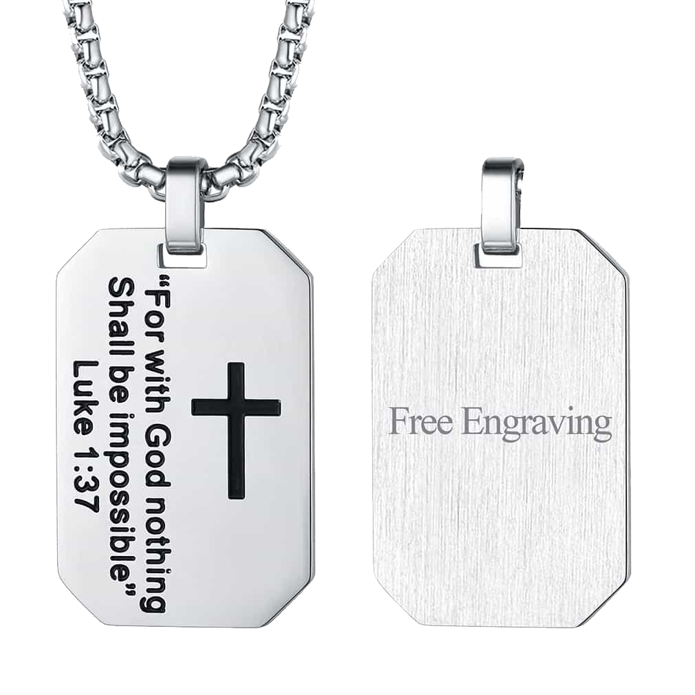 Christian Luke 1:37 Dog Tag Necklace for Men/Women