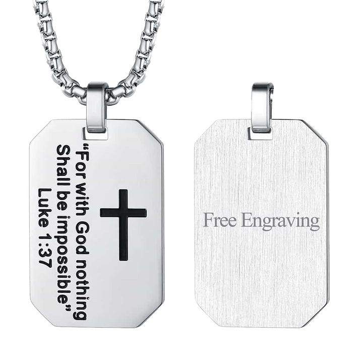 Christian Luke 1:37 Dog Tag Necklace for Men/Women