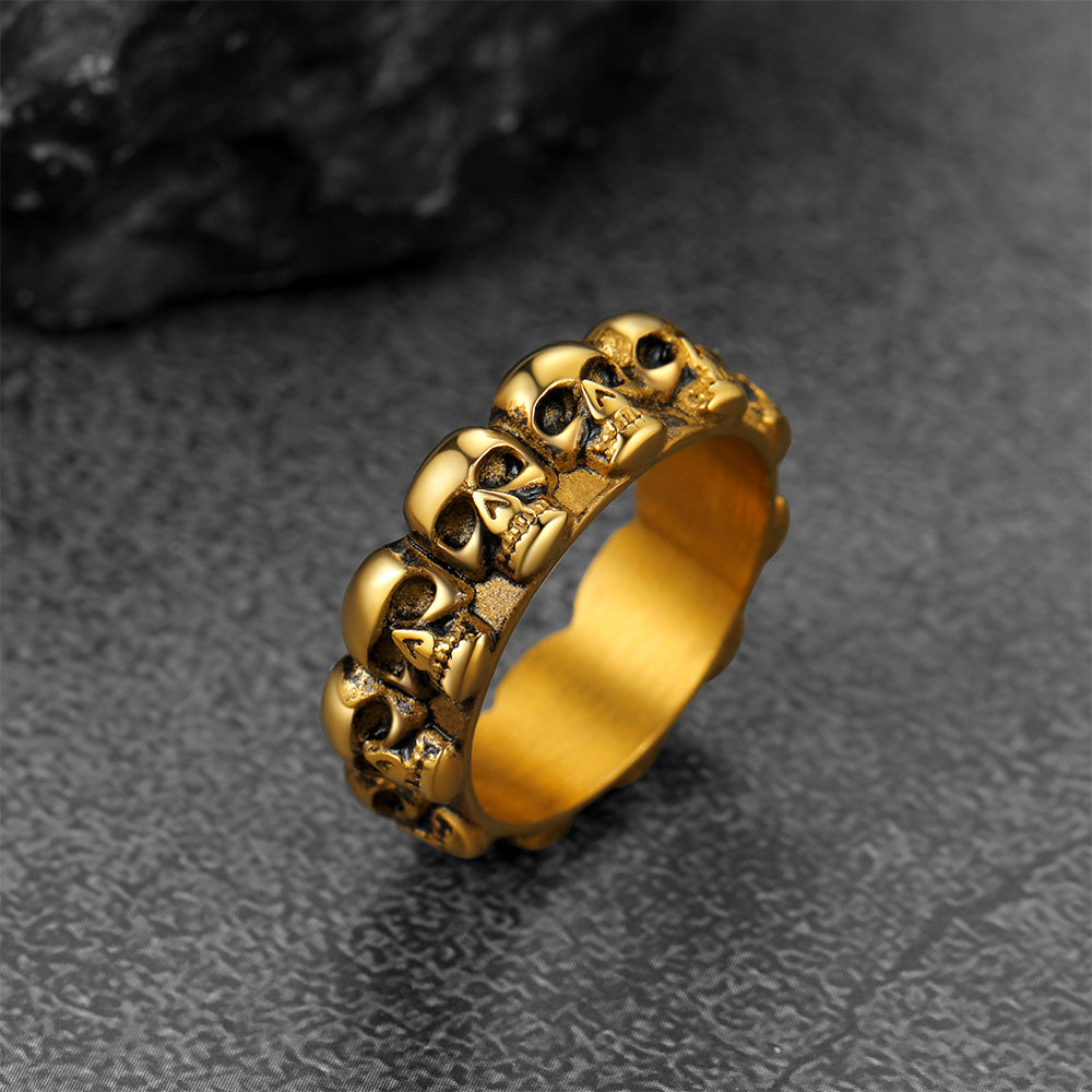 Gothic Punk Skull Ring For Men Stainless Steel