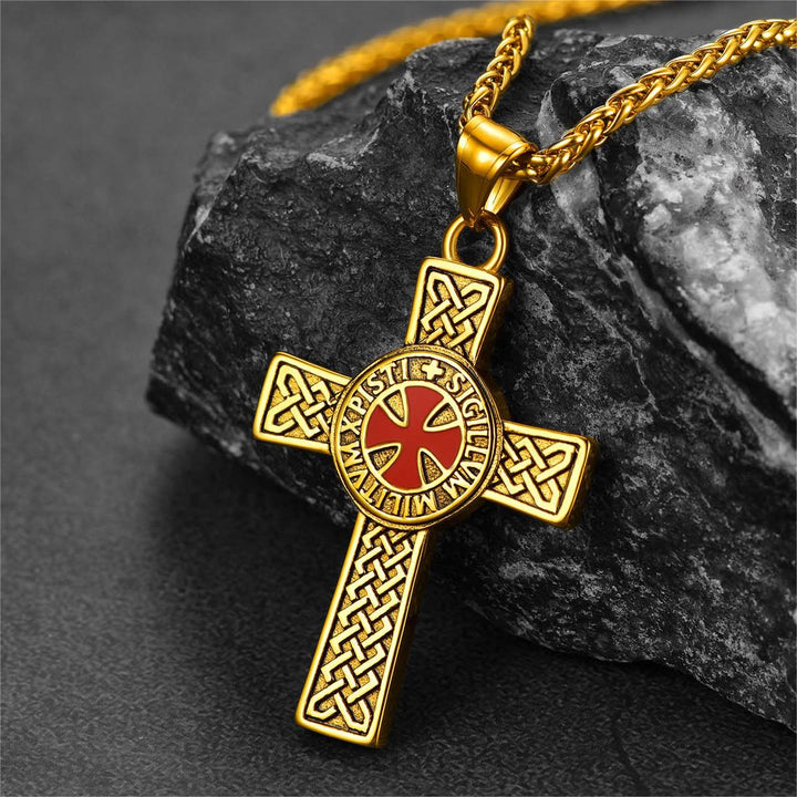 Knights Templar Celtic Cross Pendant Necklace For Men Women