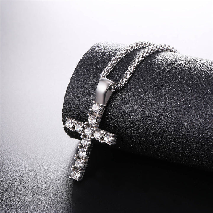 Cubic Zirconia Cross Necklace Pendant for Men/Women