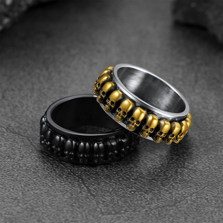 Gothic Skull Ring Anxiety Fidget Ring For Men
