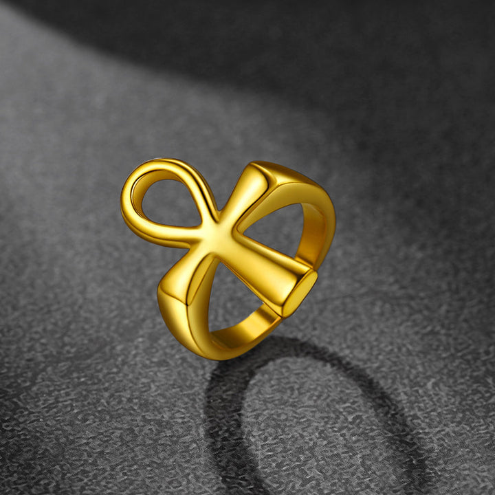 Egyptian Coptic Ankh Cross Stainless Steel Ring for Men Women