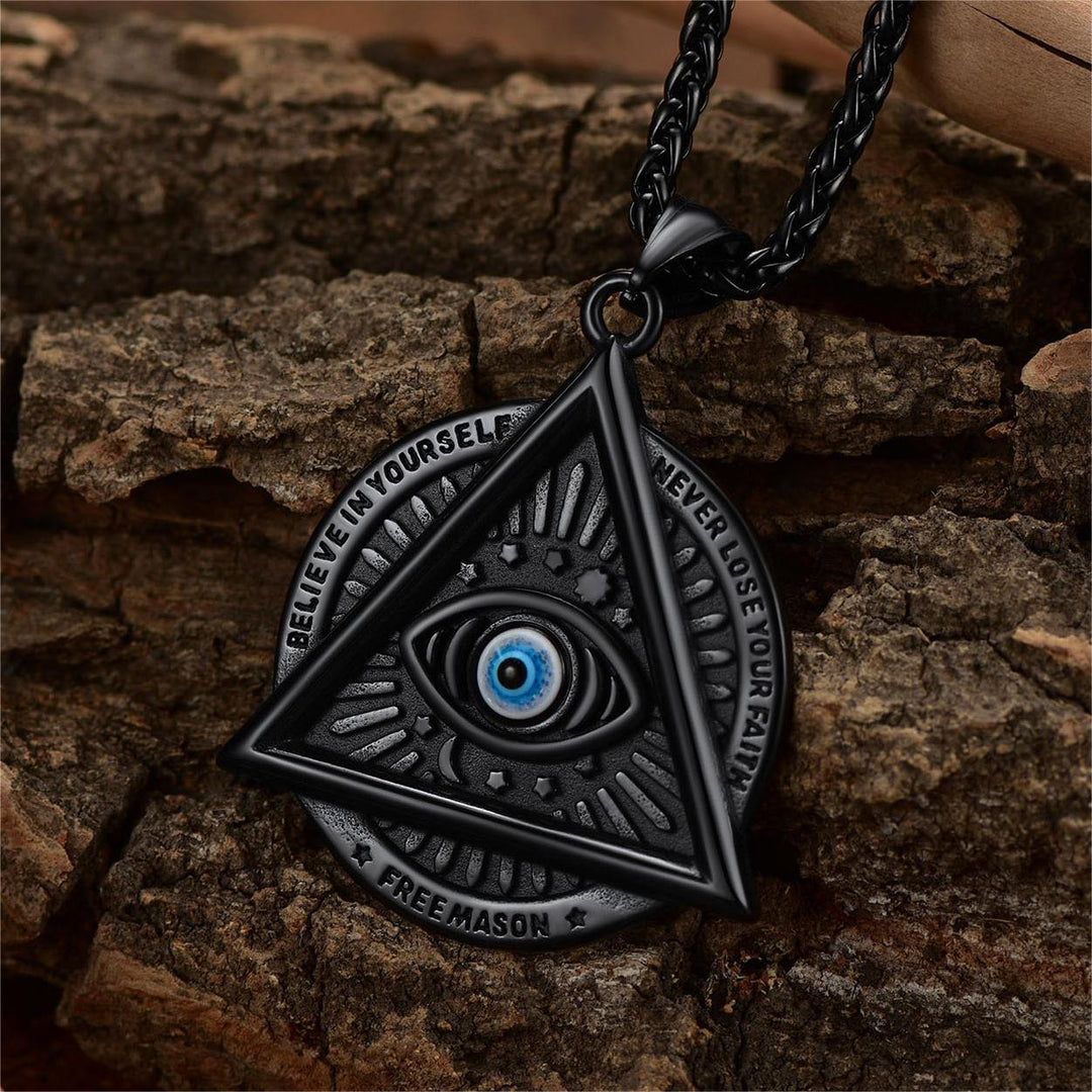 Masonic Triangle All Seeing Eye Necklace For Men