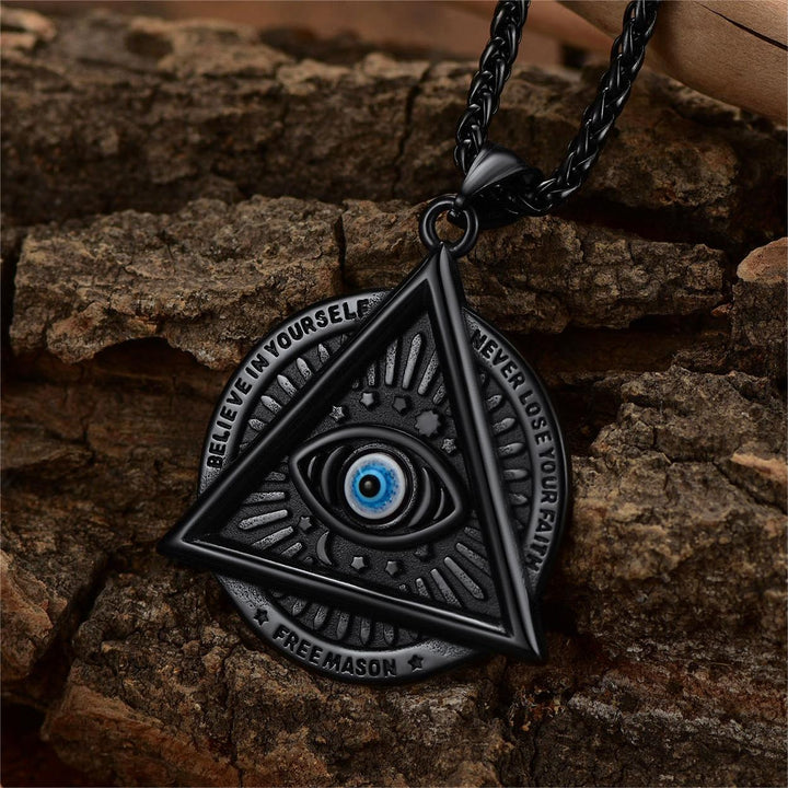 Masonic Triangle All Seeing Eye Necklace For Men