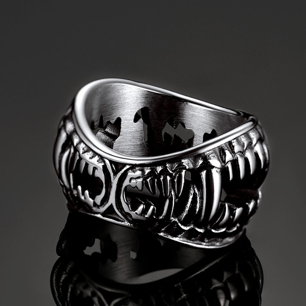 Gothic Punk Vampire Fang Teeth Ring For Men