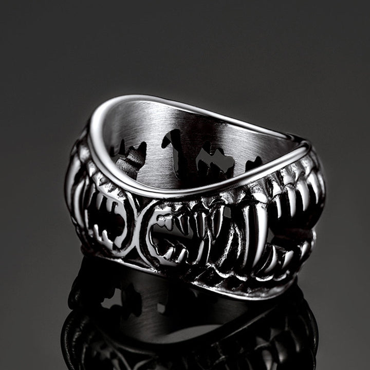Gothic Punk Vampire Fang Teeth Ring For Men