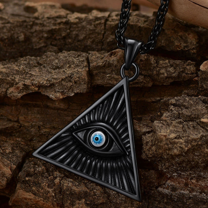 Triangle All Seeing Third Eye Pendant Necklace For Men