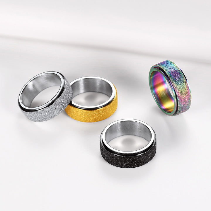 Glitter Finish Fidget Anxiety Ring Stainless Steel