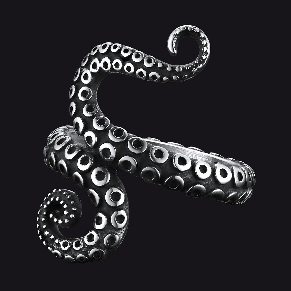 Punk Octopus Tentacle Ring For Men in Stainless Steel