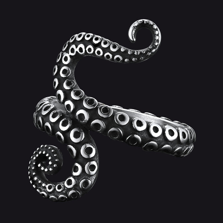 Punk Octopus Tentacle Ring For Men in Stainless Steel