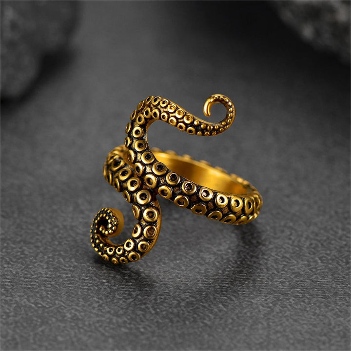 Punk Octopus Tentacle Ring For Men in Stainless Steel