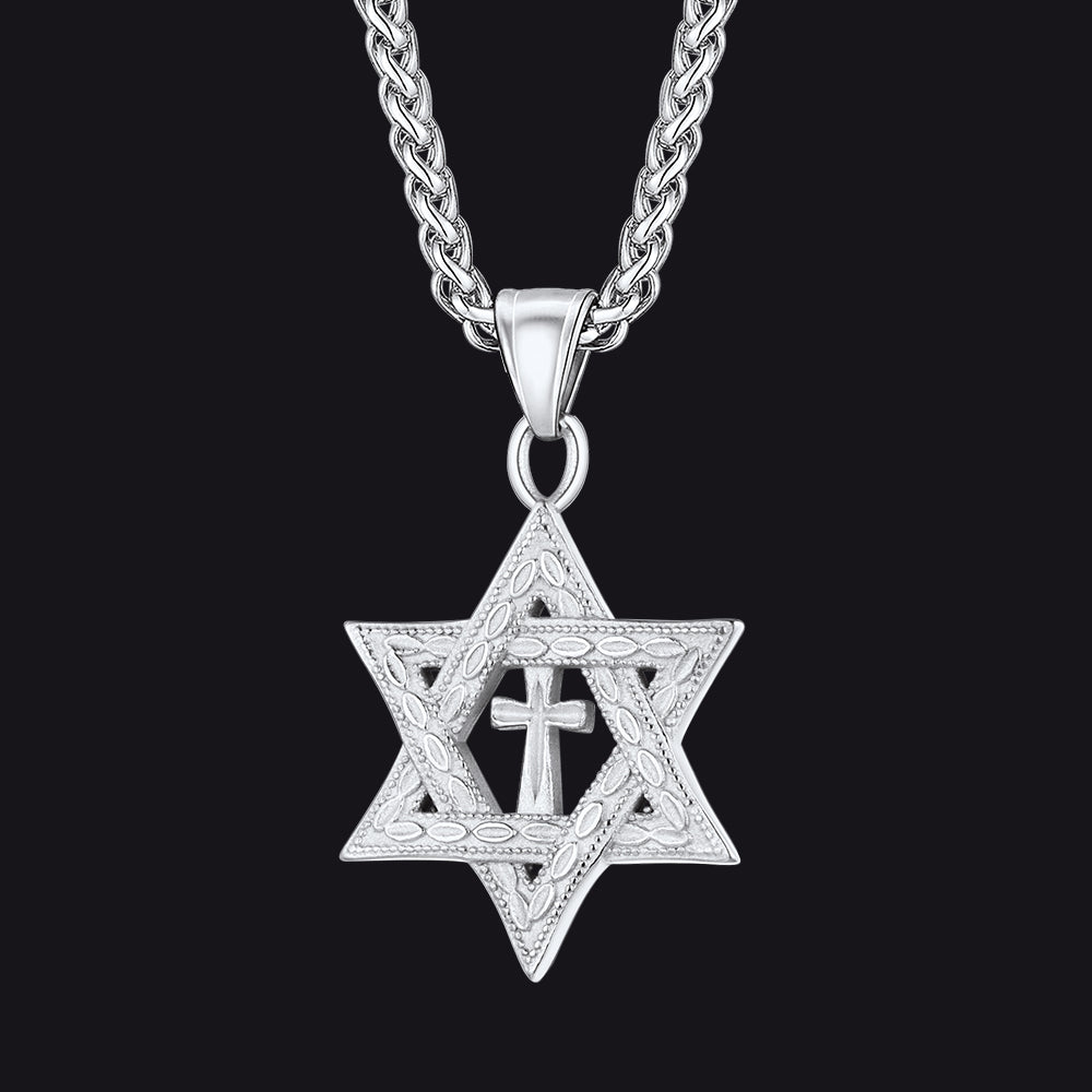 Jewish Star of David Cross Necklace For Men