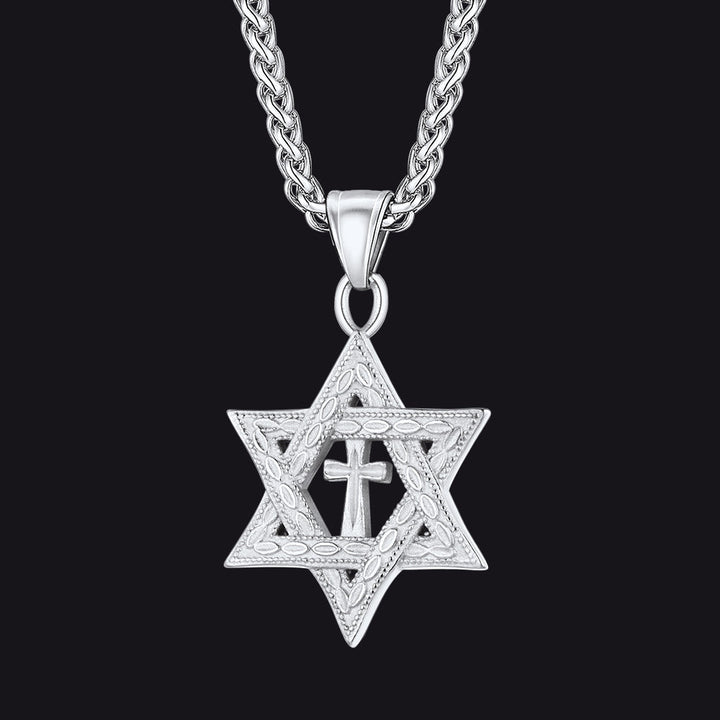 Jewish Star of David Cross Necklace For Men