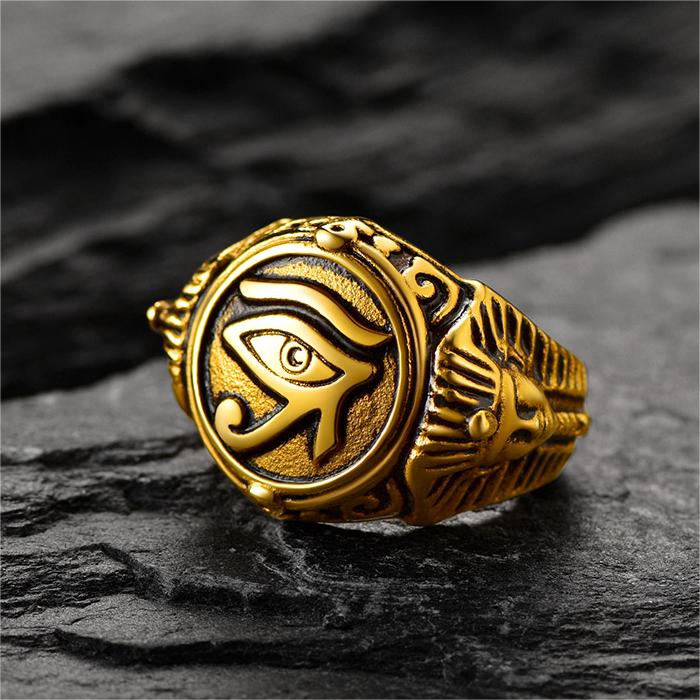 Ancient Egyptian Eye of Ra Signet Ring Jewelry For Men