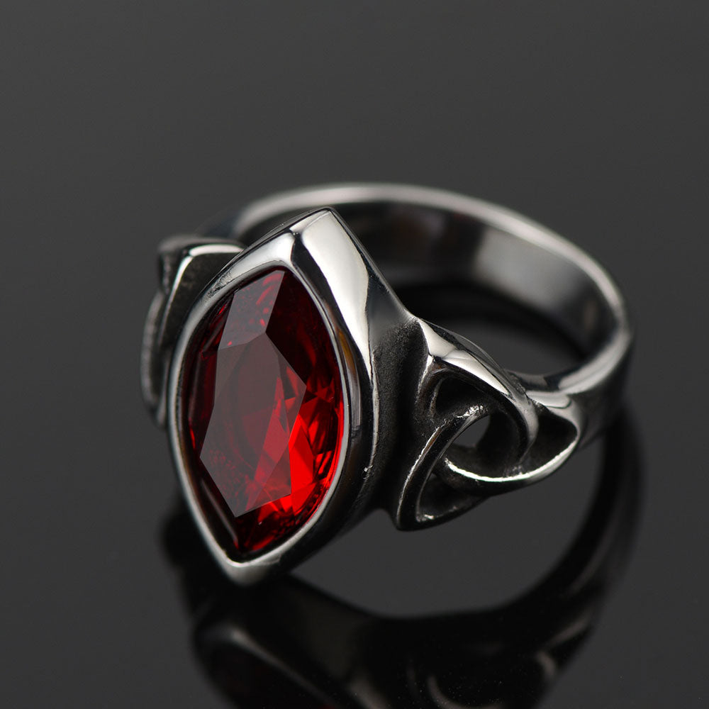 Flash Sale Vintage Celtic Ruby Ring for Men in Stainless Steel
