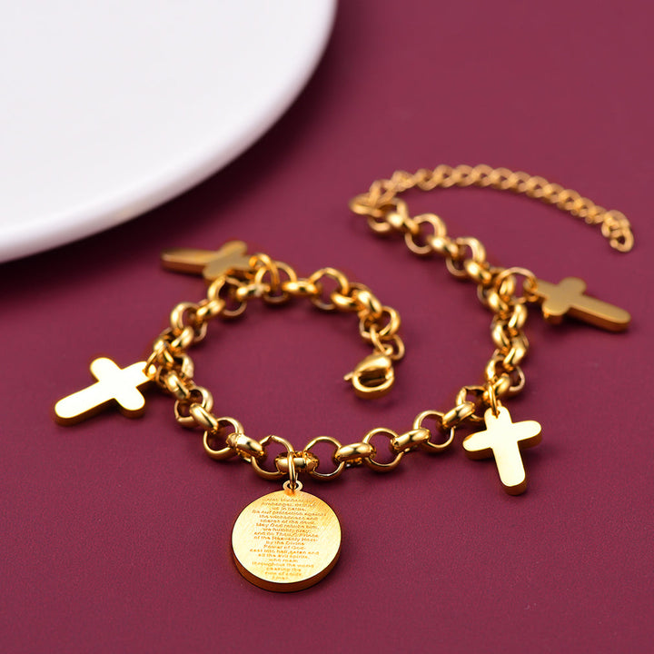 Patron St. Michael Charm Bracelet With Cross for Men
