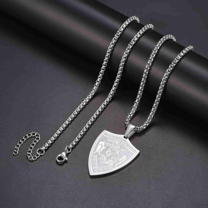 Saint Michael Necklace Archangel Shield Pendant for Men