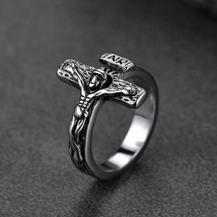 Christian Jesus Crucifix Cross Ring for Men
