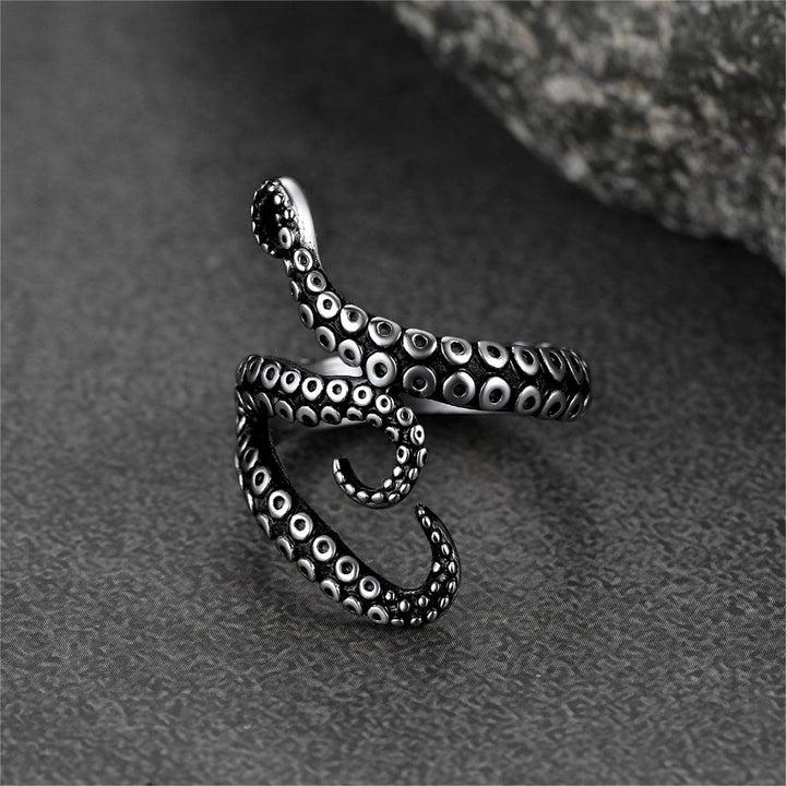 Biker Punk Three Octopus Tentacle Ring For Men