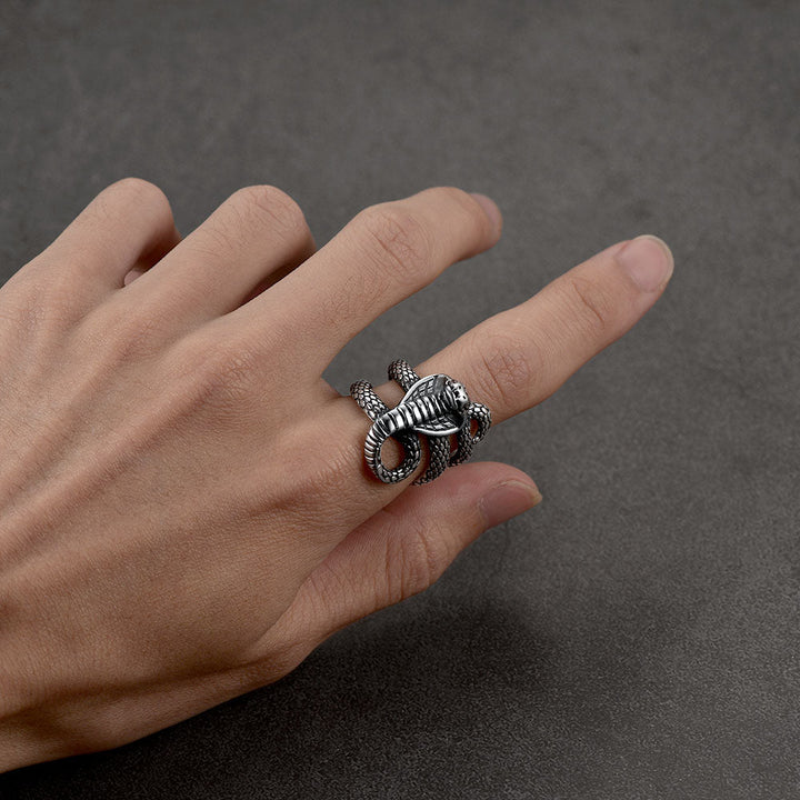 Gothic Punk Cobra Snake Ring For Men