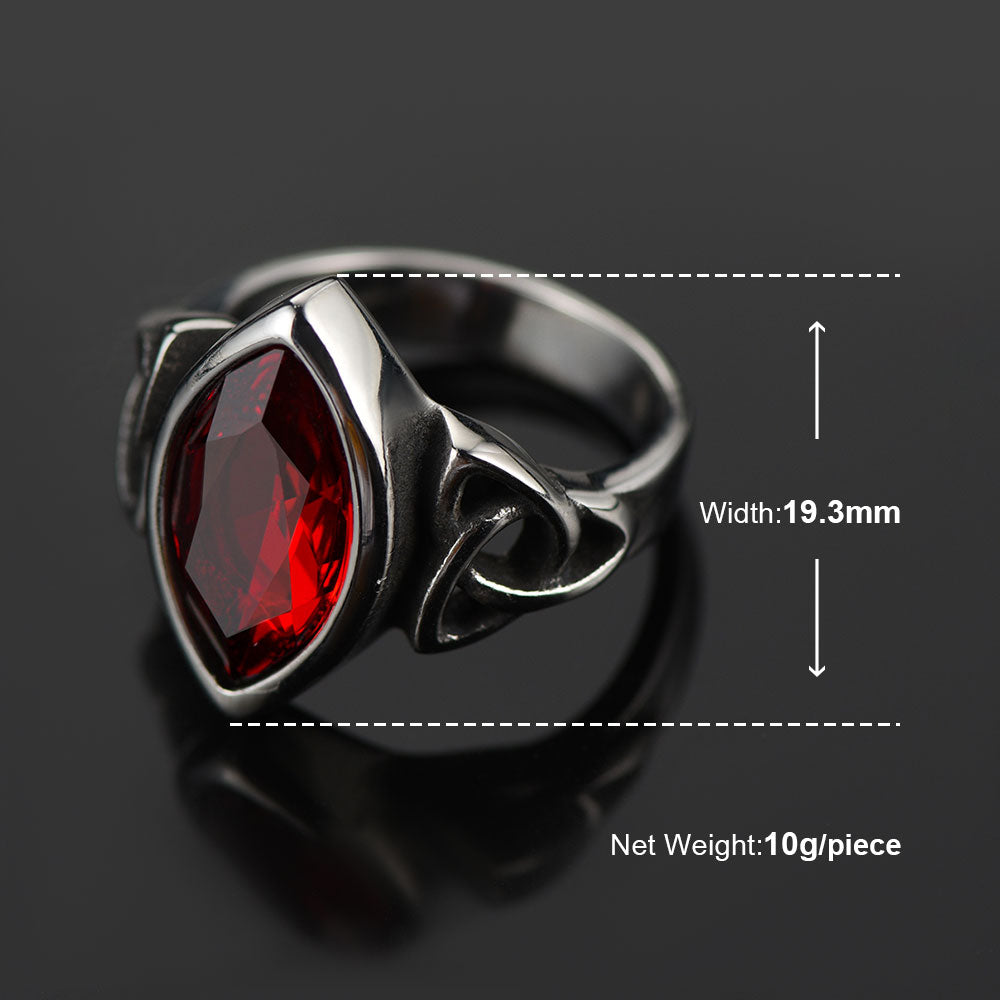 Flash Sale Vintage Celtic Ruby Ring for Men in Stainless Steel