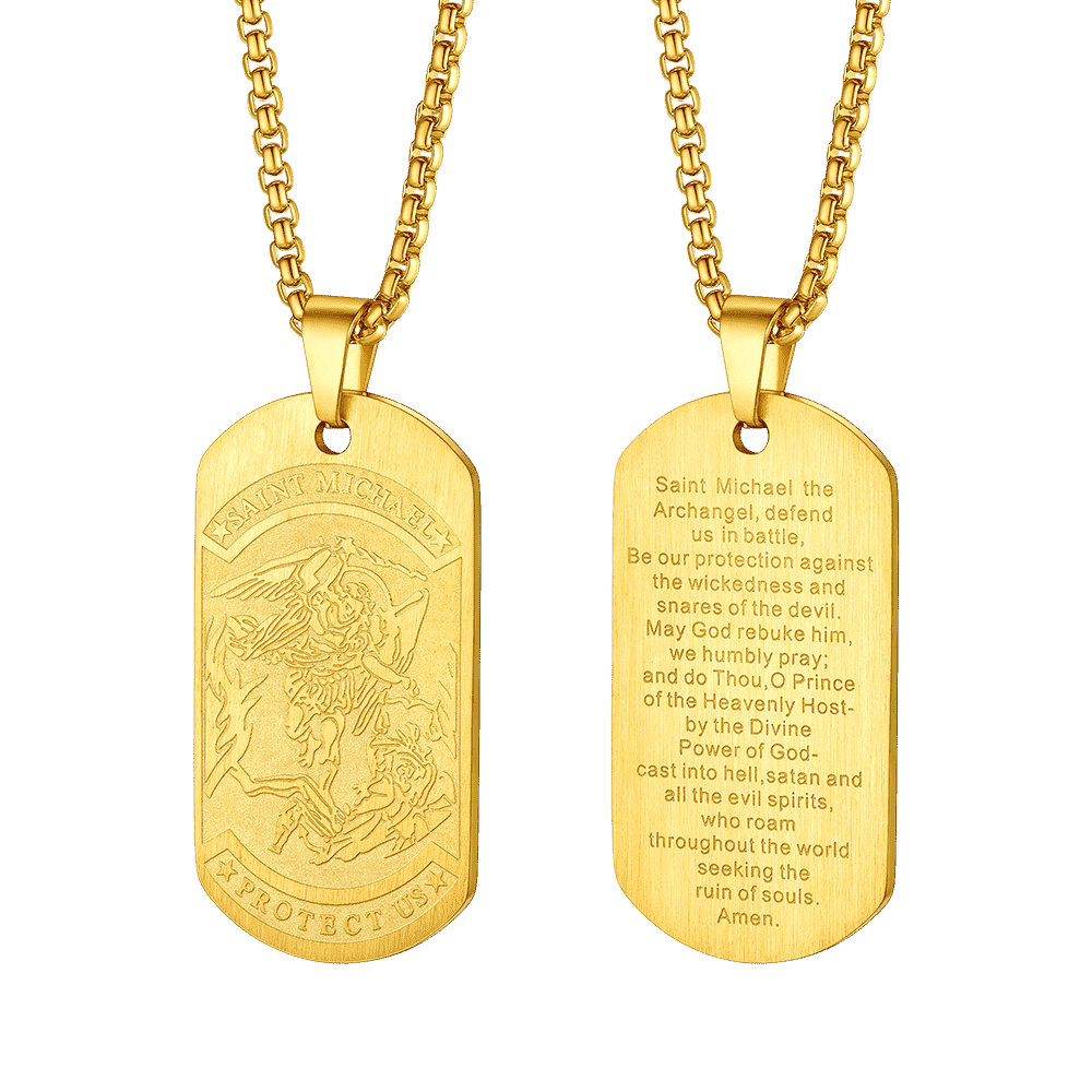 The Archangel Saint Michael Dog Tag Necklace for Men