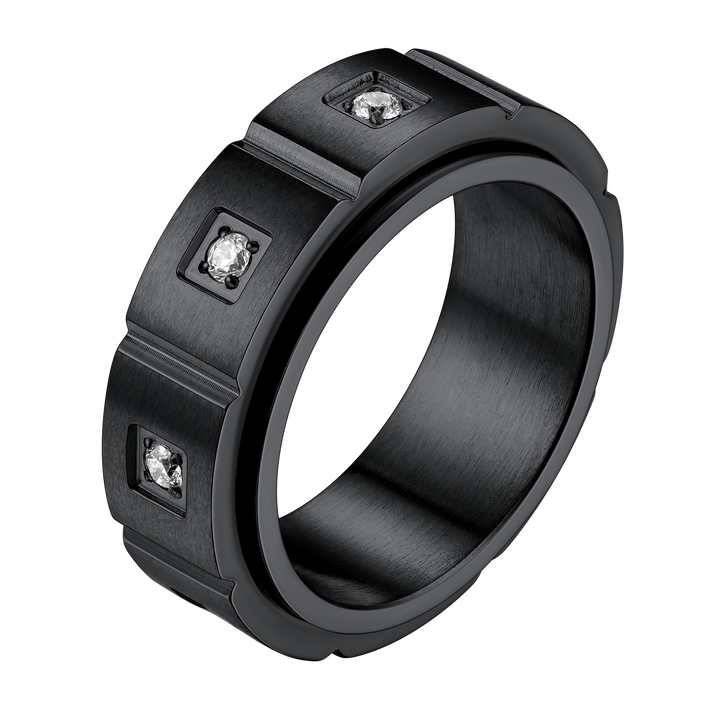 Flash Sale Men's Zircon Rotatable Fidget Ring for Anxiety Stainless Steel