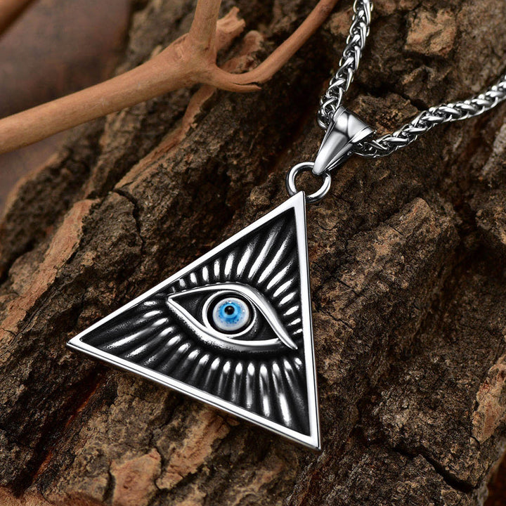 Triangle All Seeing Third Eye Pendant Necklace For Men
