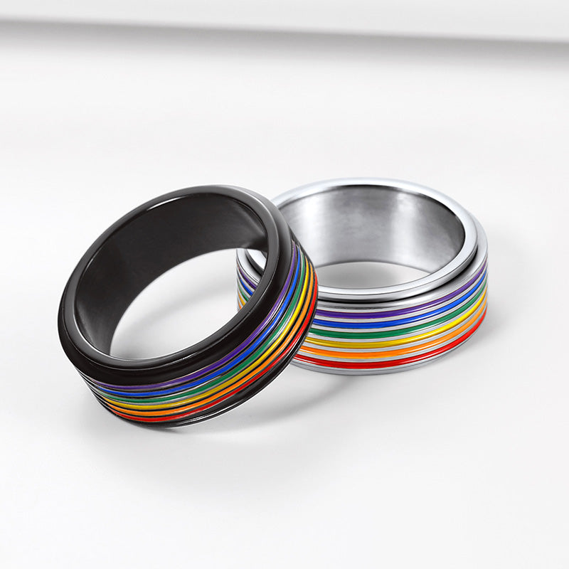 LGBT Pride Rainbow Ring Anxiety Fidget Ring Spinner