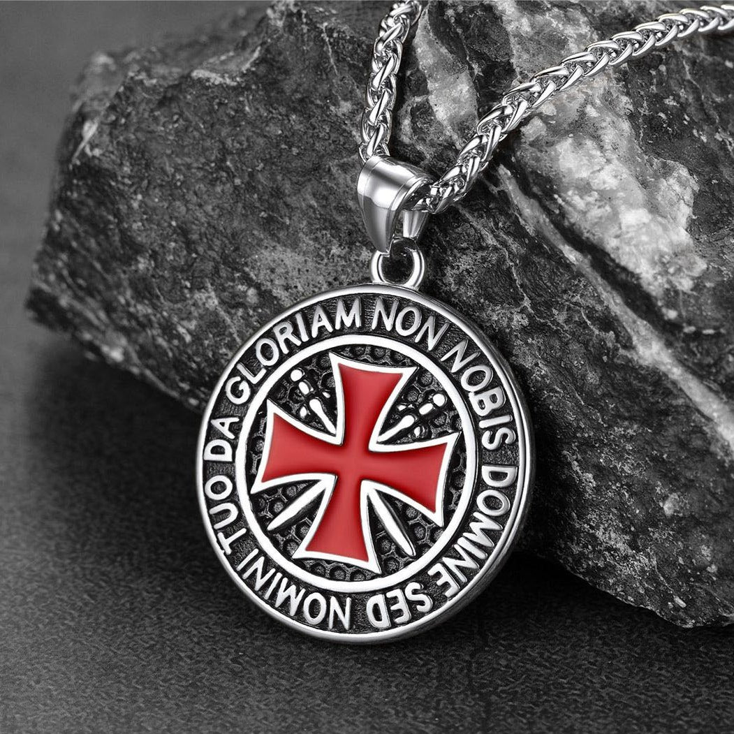 Cuban Chain & Templar Cross Medallion Necklace Set for Men