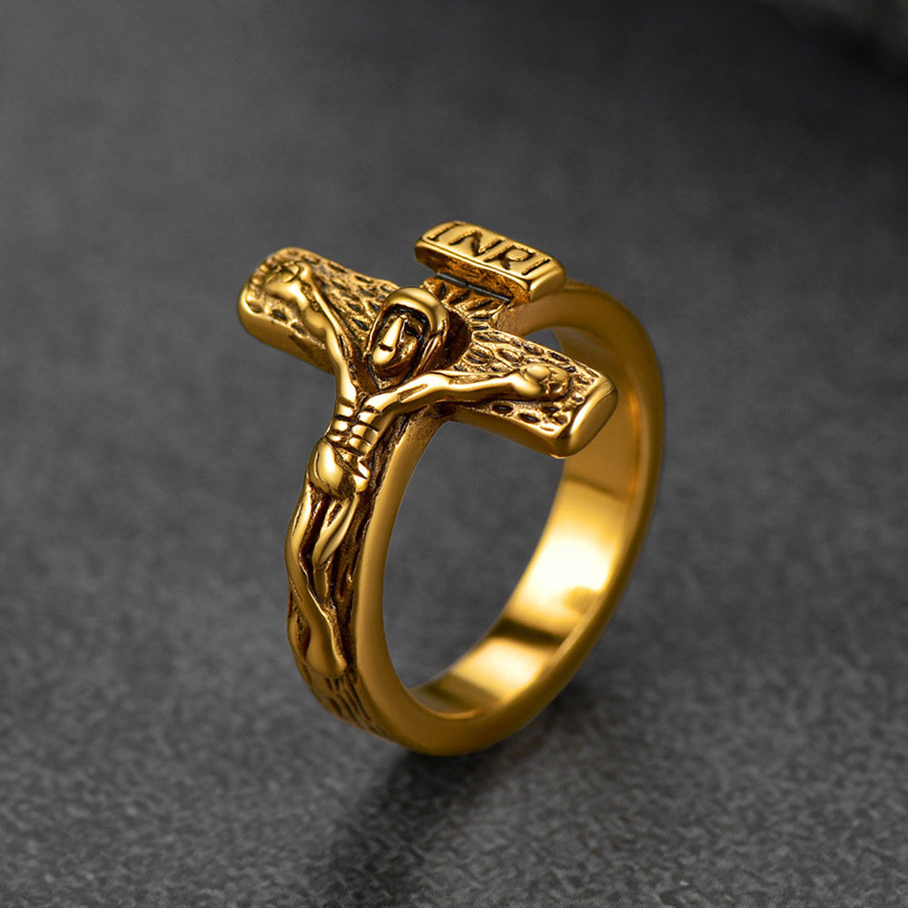Christian Jesus Crucifix Cross Ring for Men
