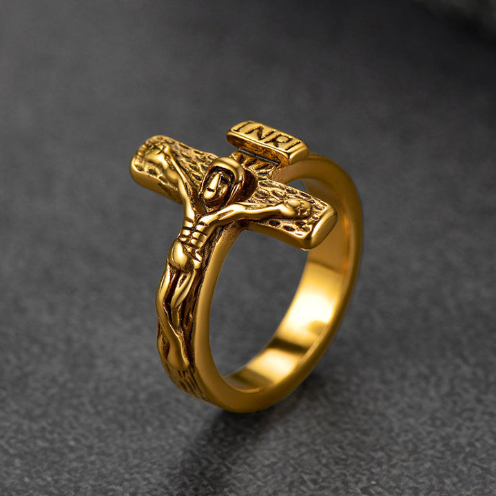 Christian Jesus Crucifix Cross Ring for Men
