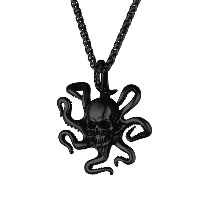 Gothic Octopus Skull Necklace For Men