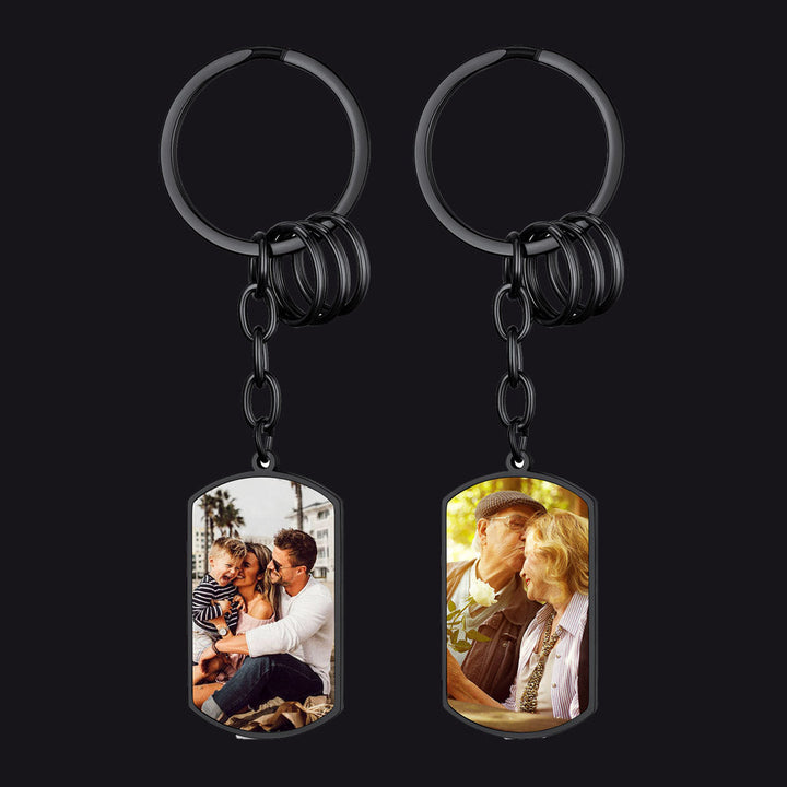 Personalized Photo Dog Tag Keychain With Picture for Men Dad Father Day Gift
